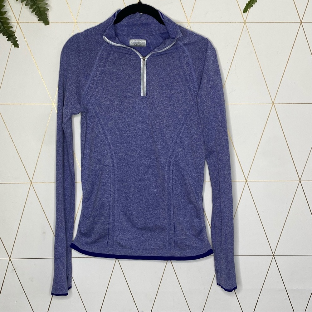 Athleta Small Quarter Zip heathered blue Pullover